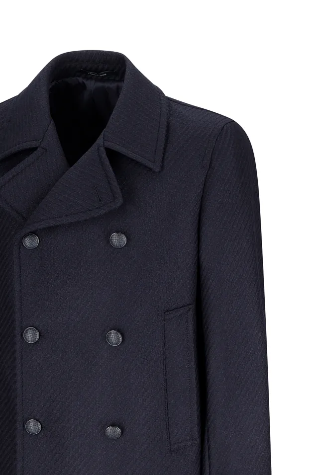 Double-Breasted Herringbone Coat