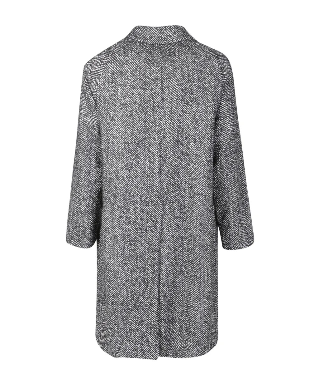 Notched-Collared Buttoned Peacoat