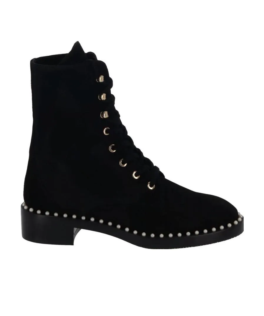 Sondra Pearled Combat Lace Boots