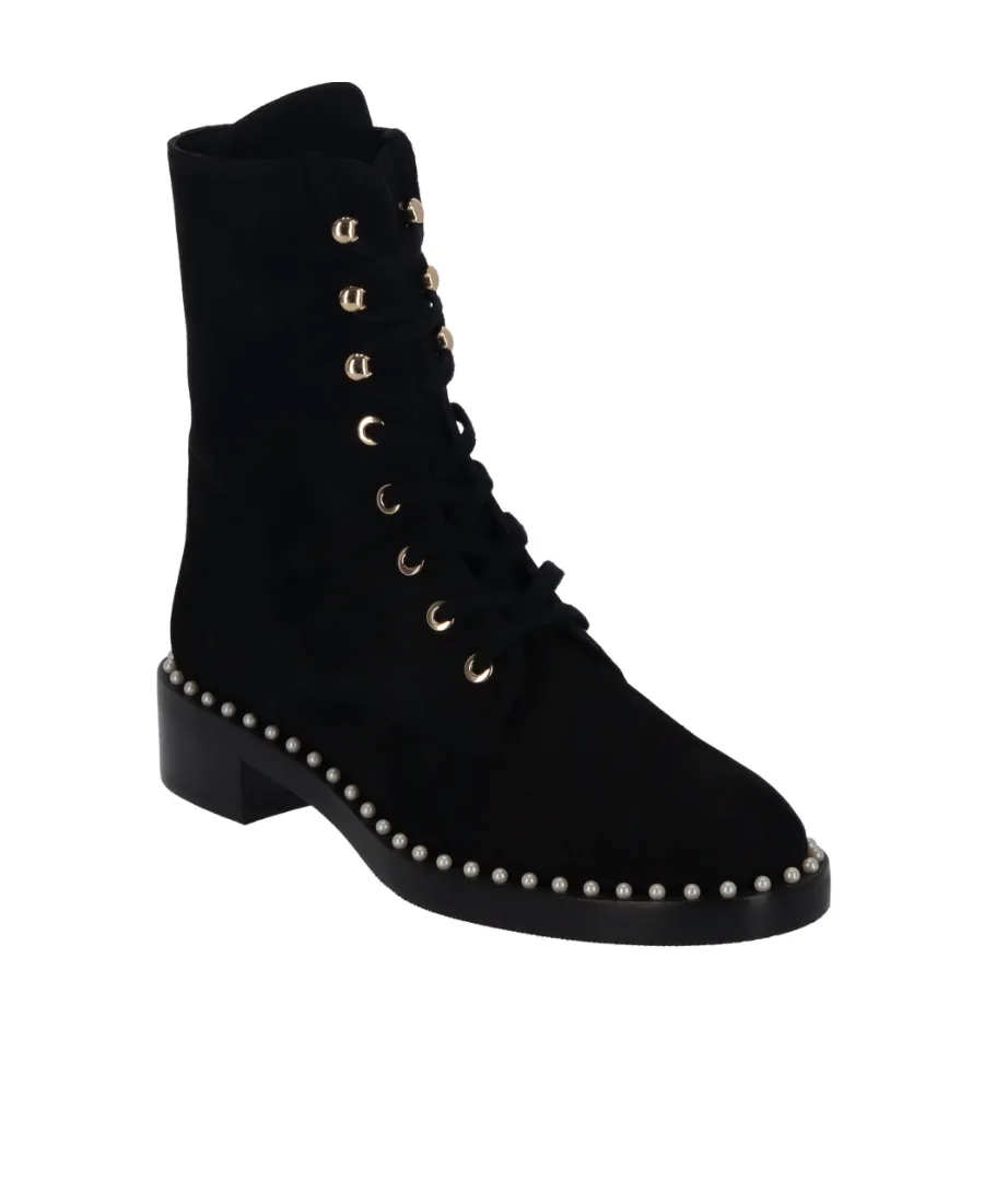 Sondra Pearled Combat Lace Boots