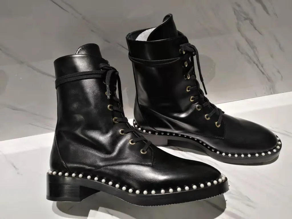 Lace-Trimmed High Boots