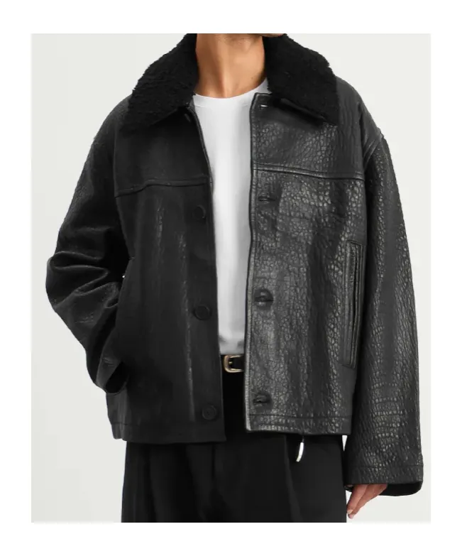 Textured-Leather Jacket