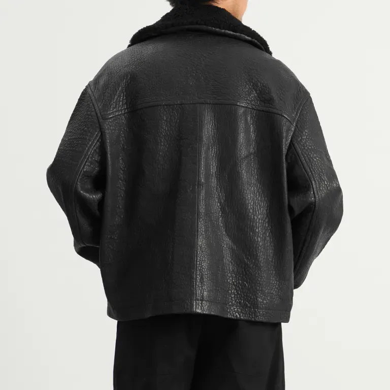Textured-Leather Jacket