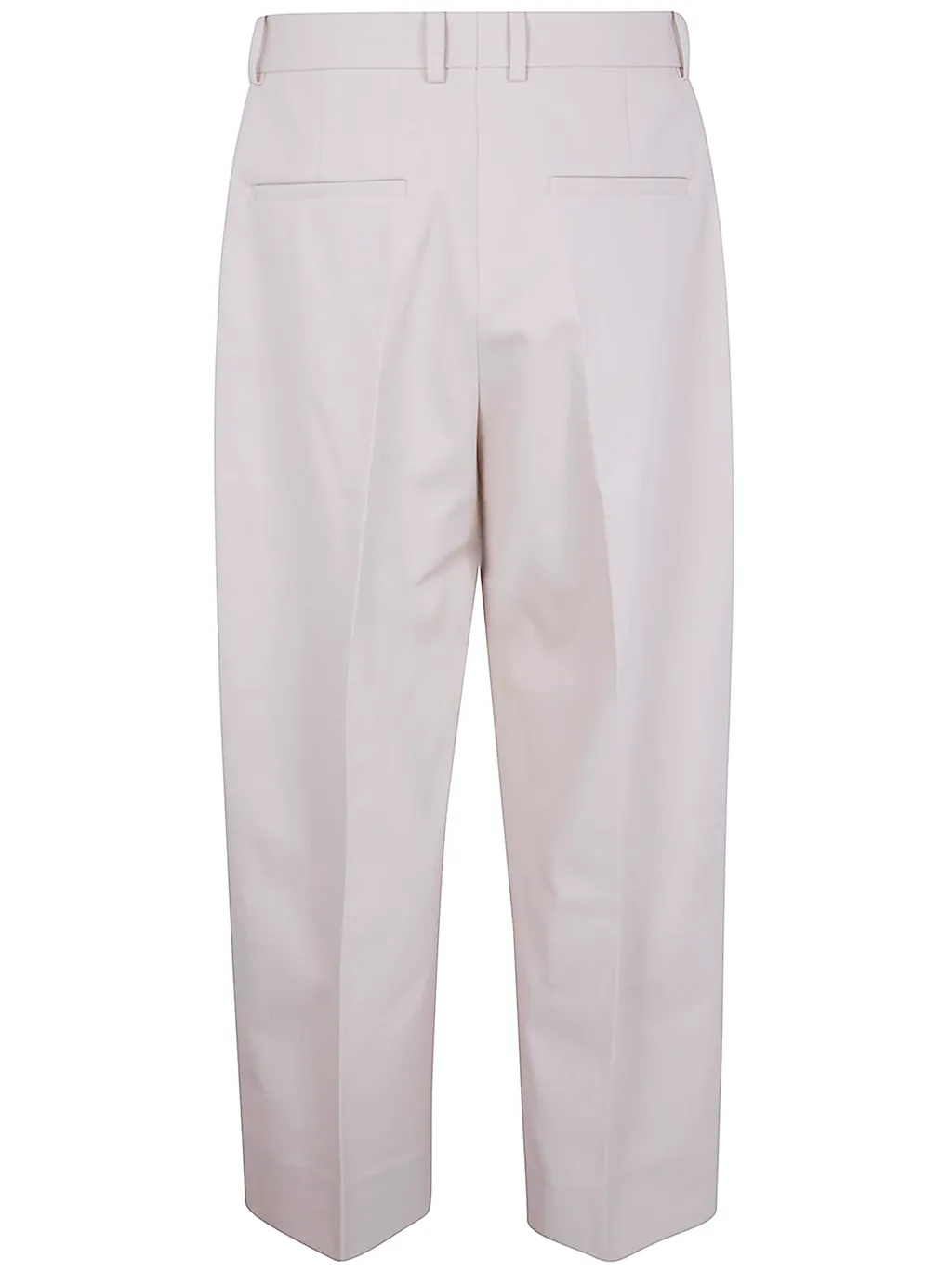 Pleated Cotton Straight-Leg Trousers