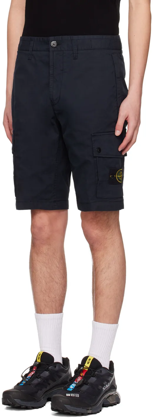 Compass-Badge Knee-Length Cargo Shorts