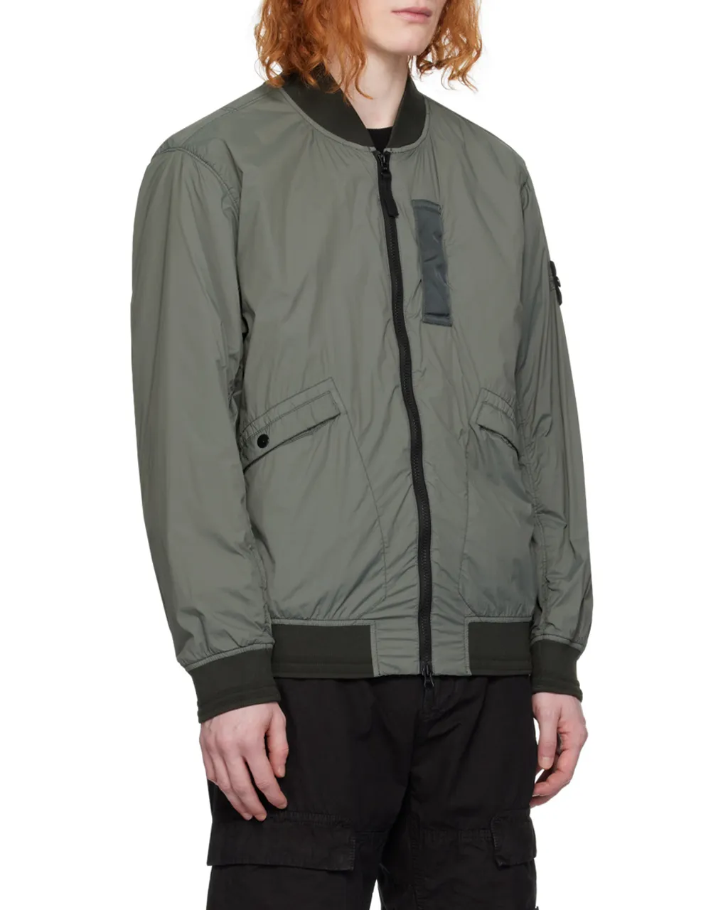 Logo Patch Zip-Up Bomber Jacket