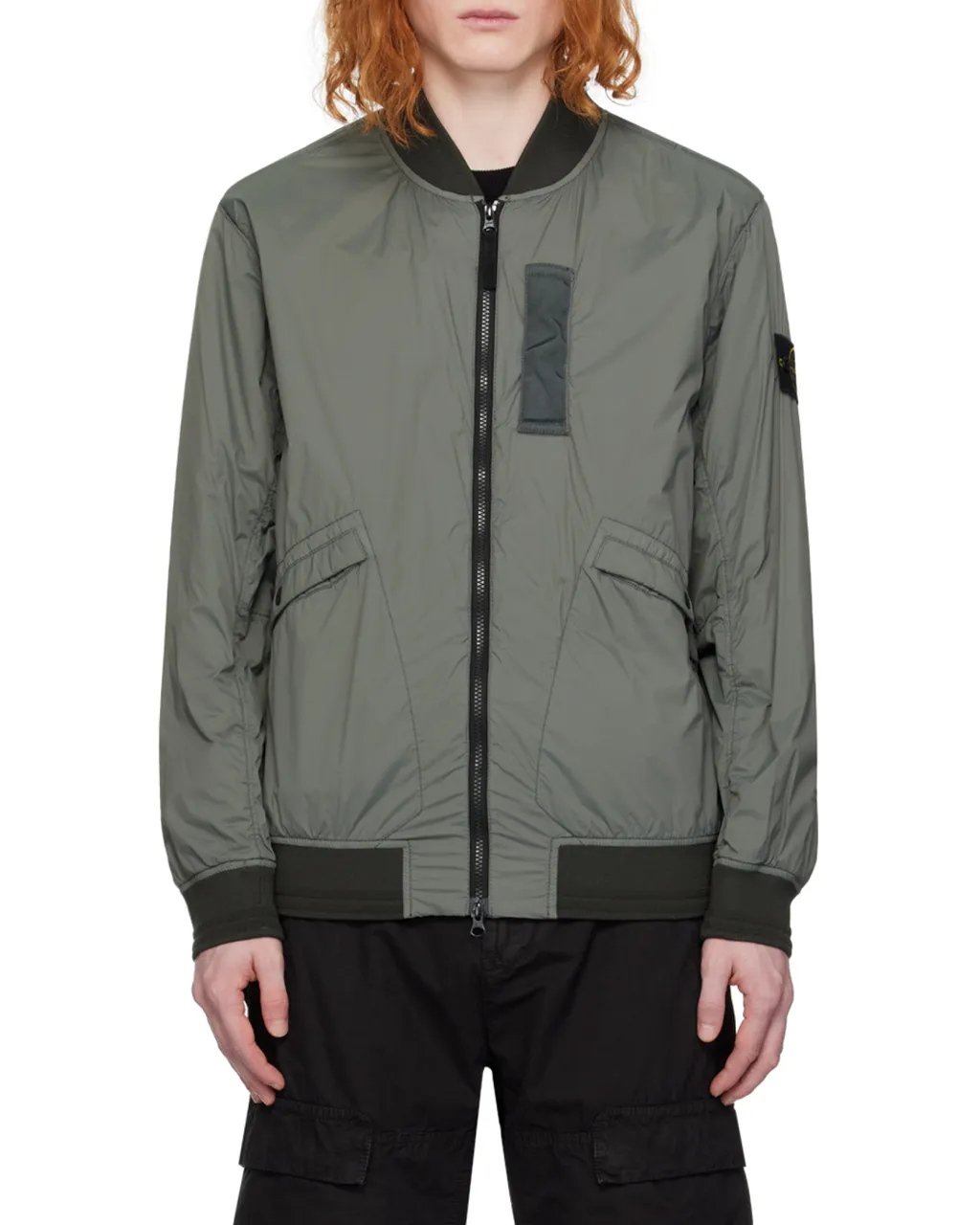 Logo Patch Zip-Up Bomber Jacket