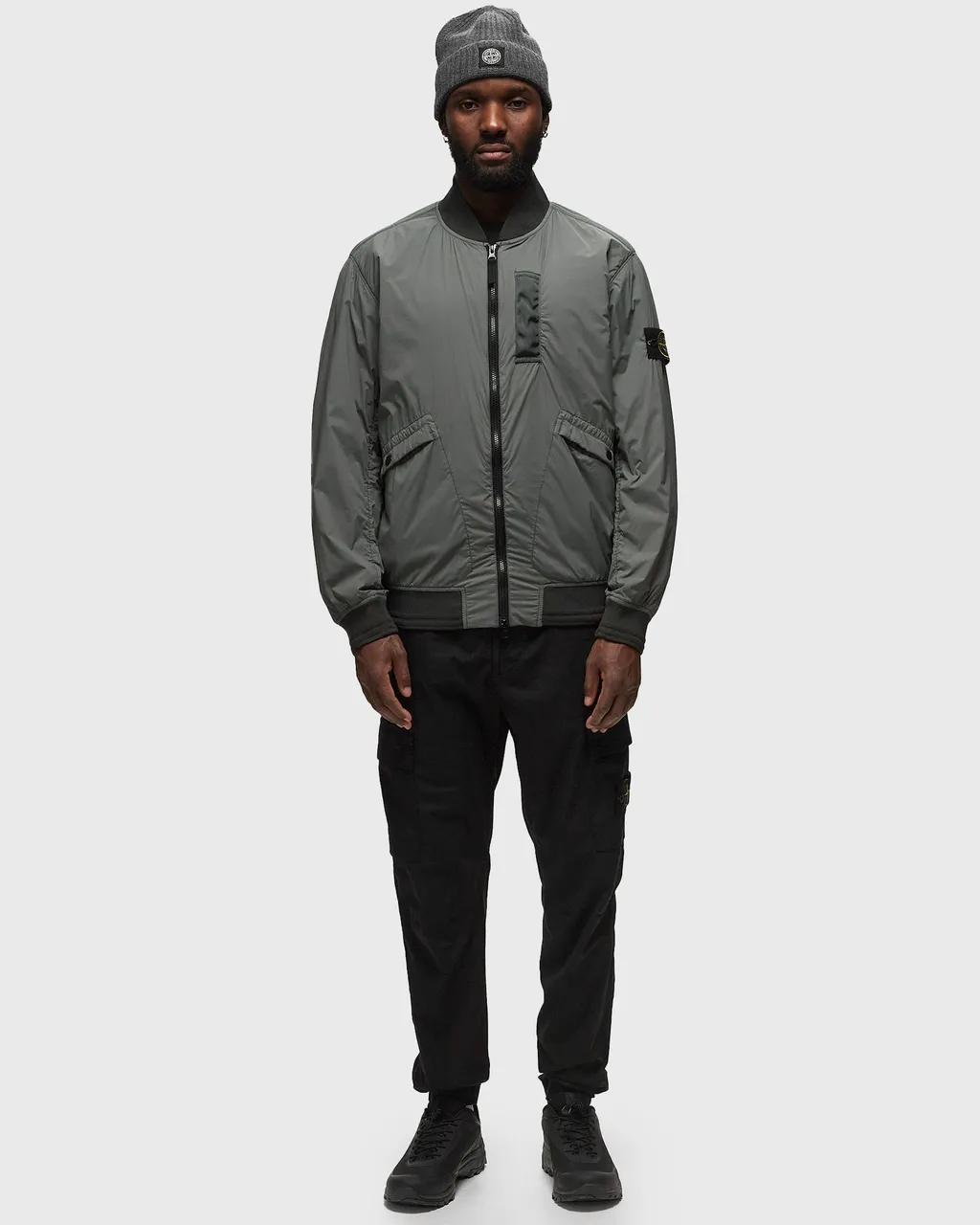 Logo Patch Zip-Up Bomber Jacket