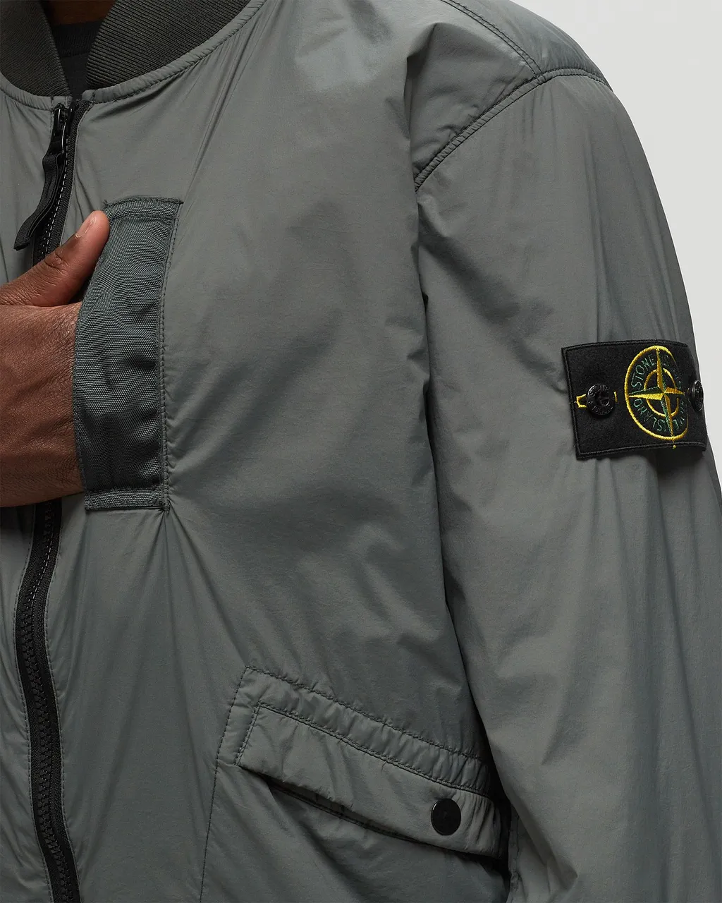 Logo Patch Zip-Up Bomber Jacket
