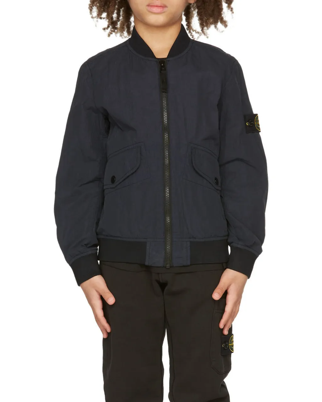 Logo Patch Zip-Up Bomber Jacket