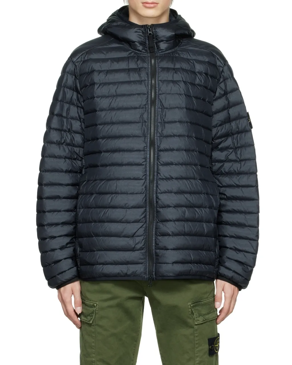 Logo Patch Lightweight Hooded Down Jacket