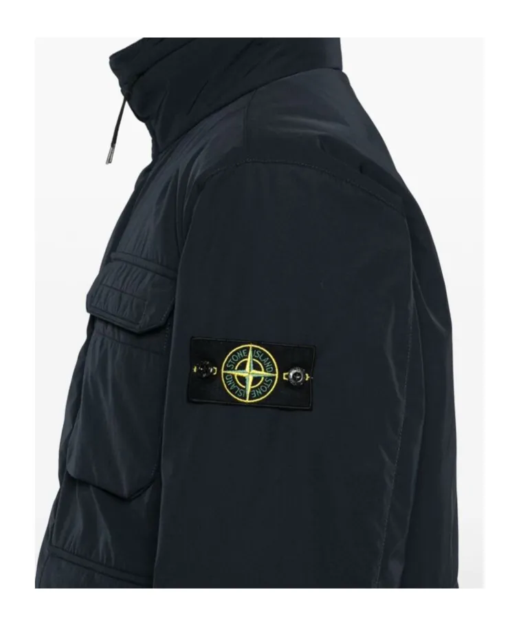 Compass-Badge Funnel Neck Puffer Jacket