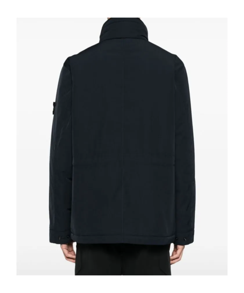 Compass-Badge Funnel Neck Puffer Jacket