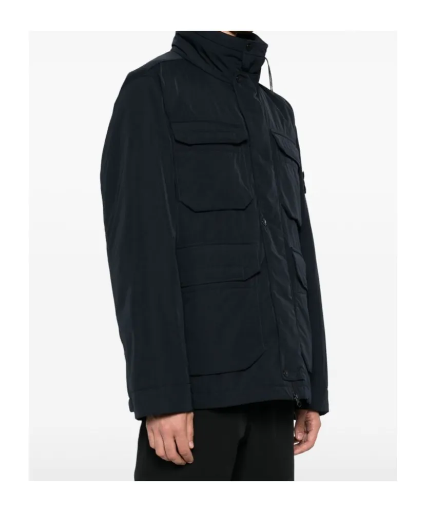 Compass-Badge Funnel Neck Puffer Jacket