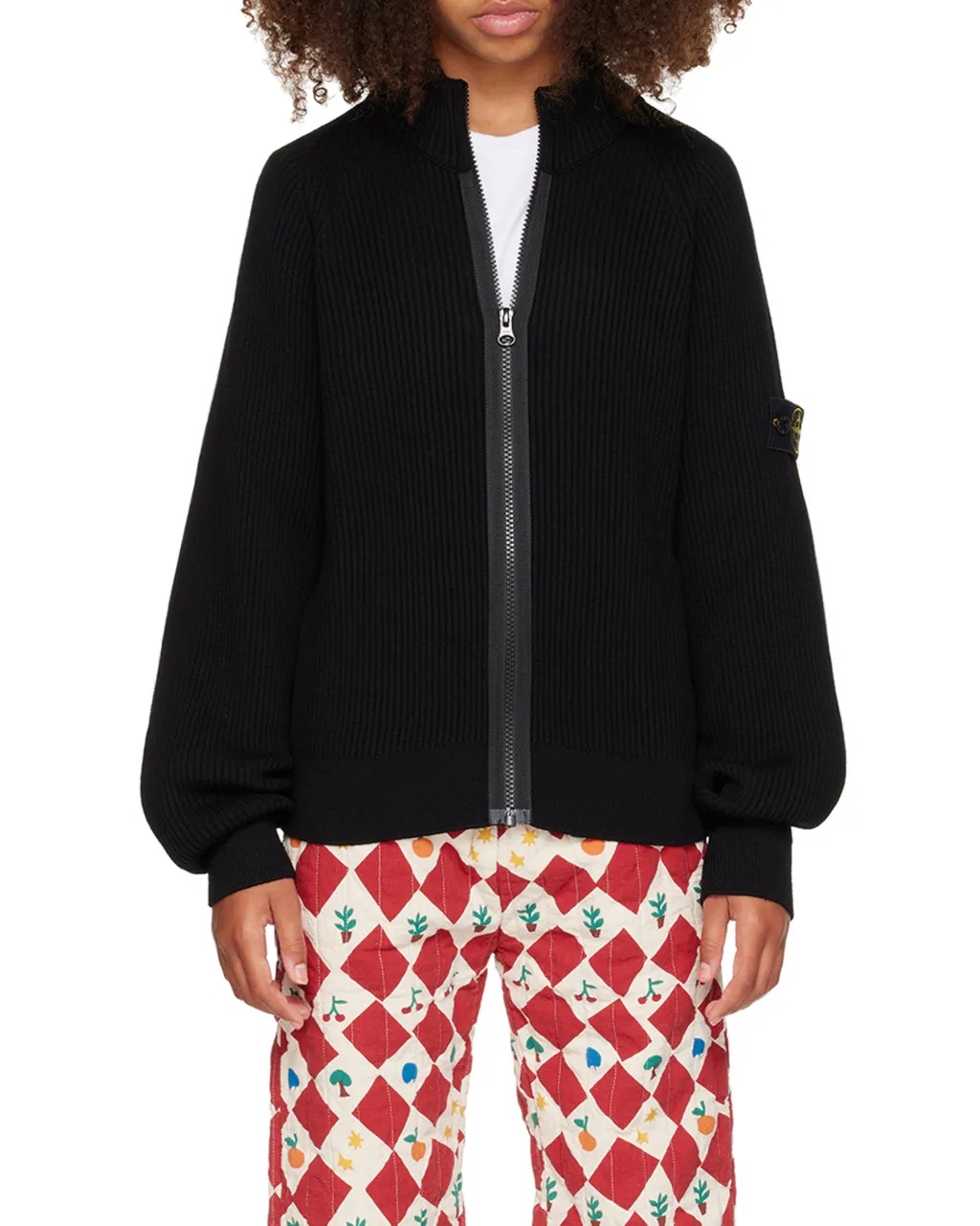 Compass-Badge Raglan Zipped Cardigan
