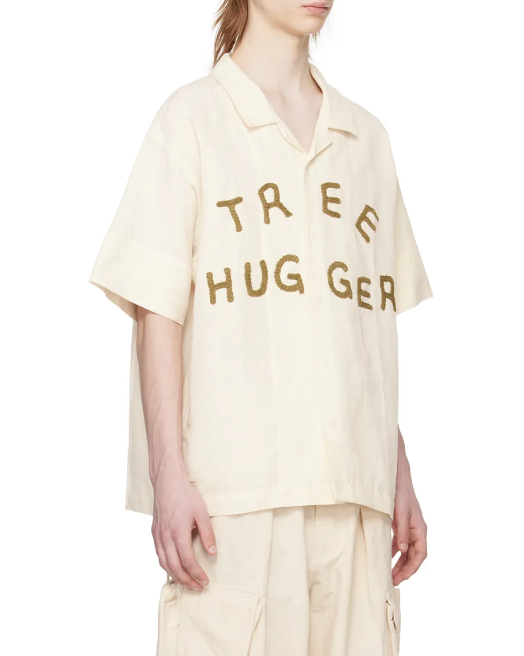 Greetings Appliqué-Lettering Shirt