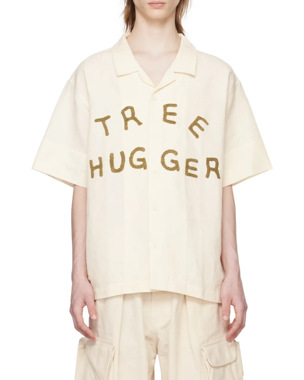 Greetings Appliqué-Lettering Shirt