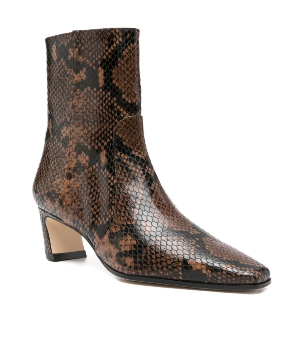 Square Toe High Heeled Ankle Boots