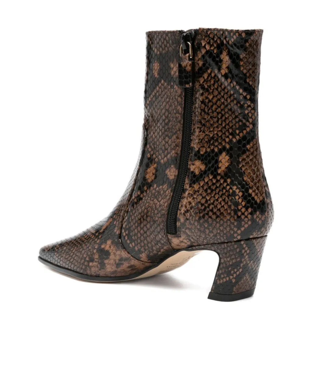 Square Toe High Heeled Ankle Boots