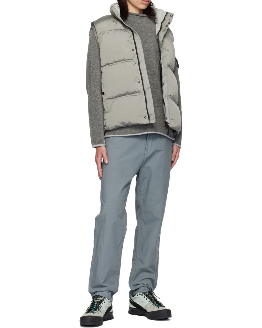 Compass-Motif Ripstop Straight Trousers