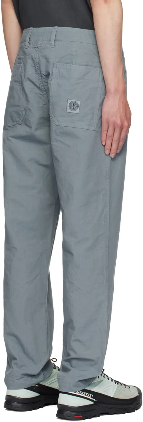 Compass-Motif Ripstop Straight Trousers