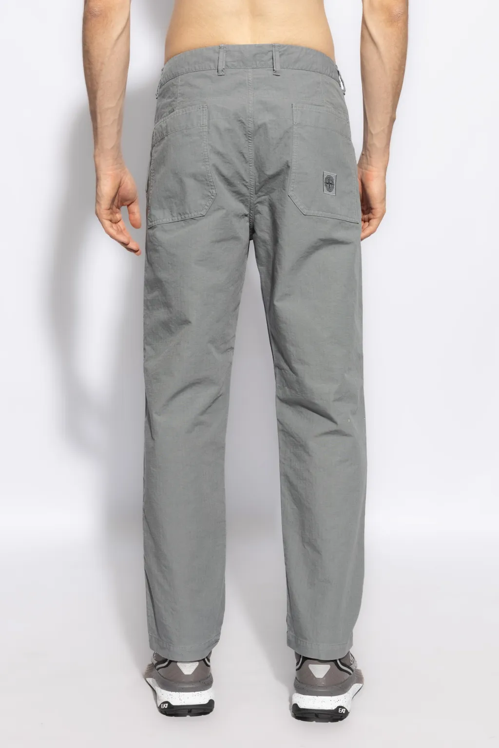 Compass-Motif Ripstop Straight Trousers
