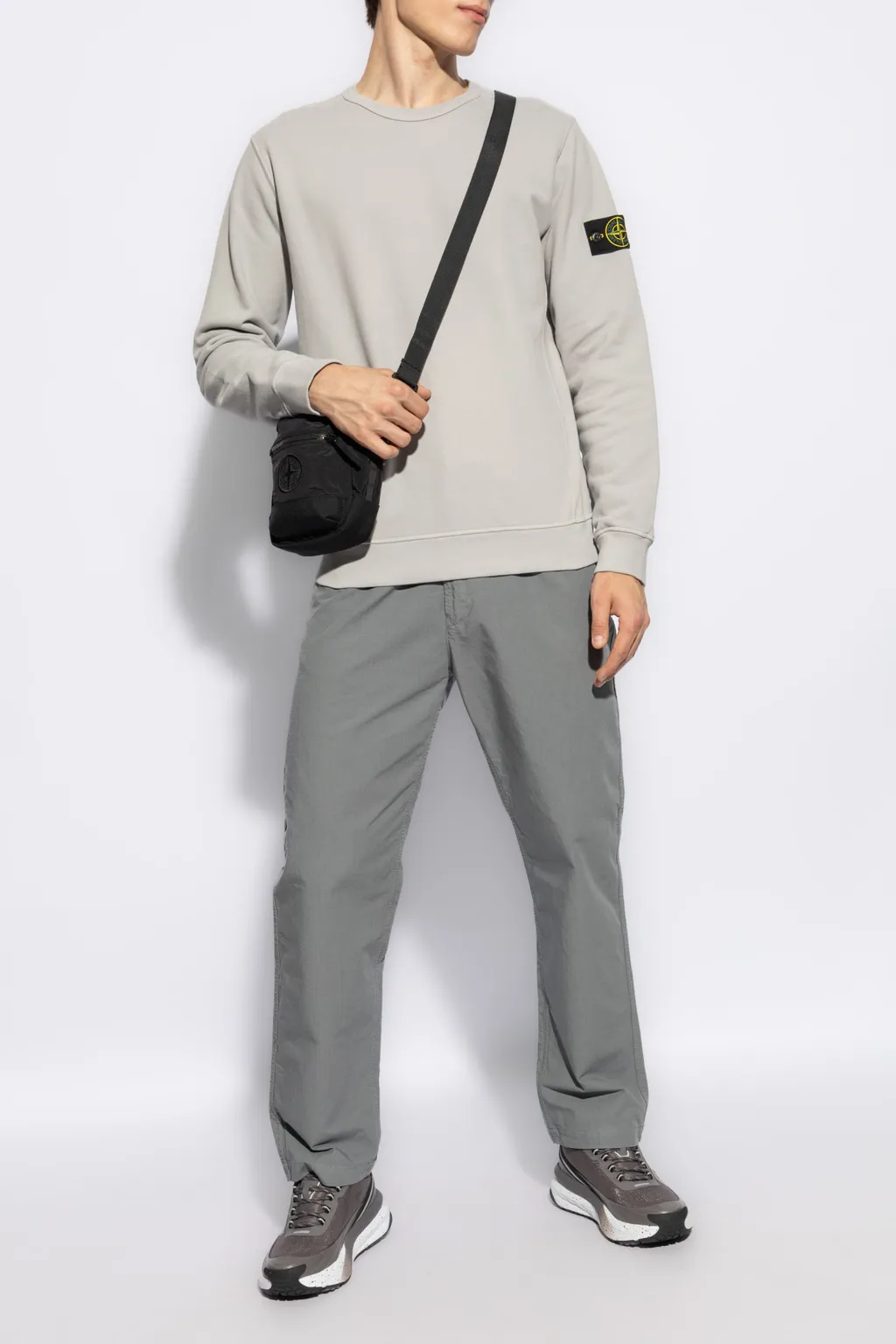 Compass-Motif Ripstop Straight Trousers