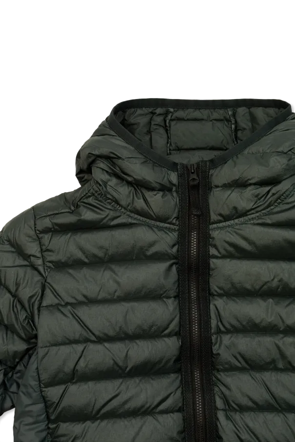 Logo-Patch Hooded Quilted Jacket