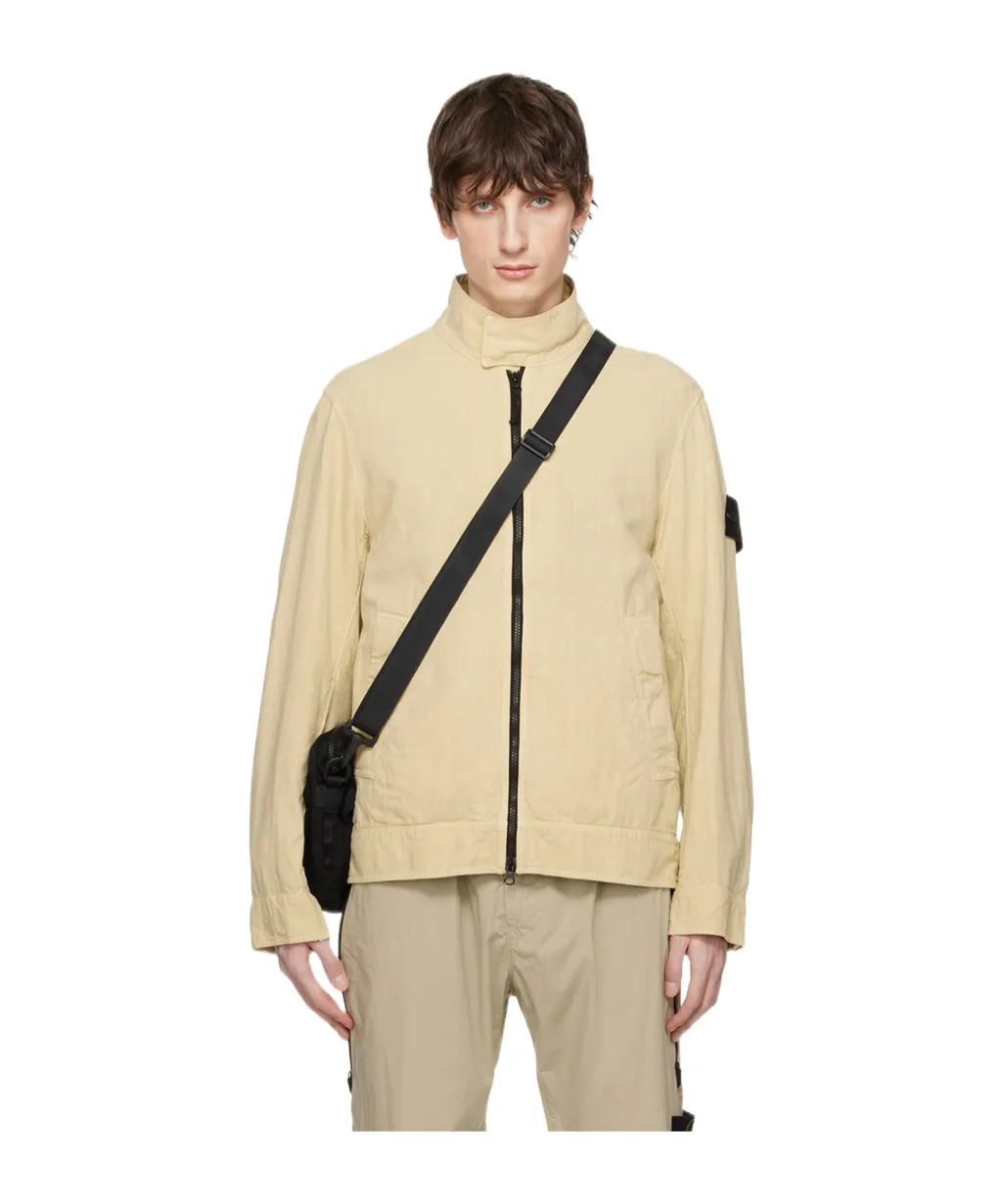 Compass-Badge Linen-Blend Jacket