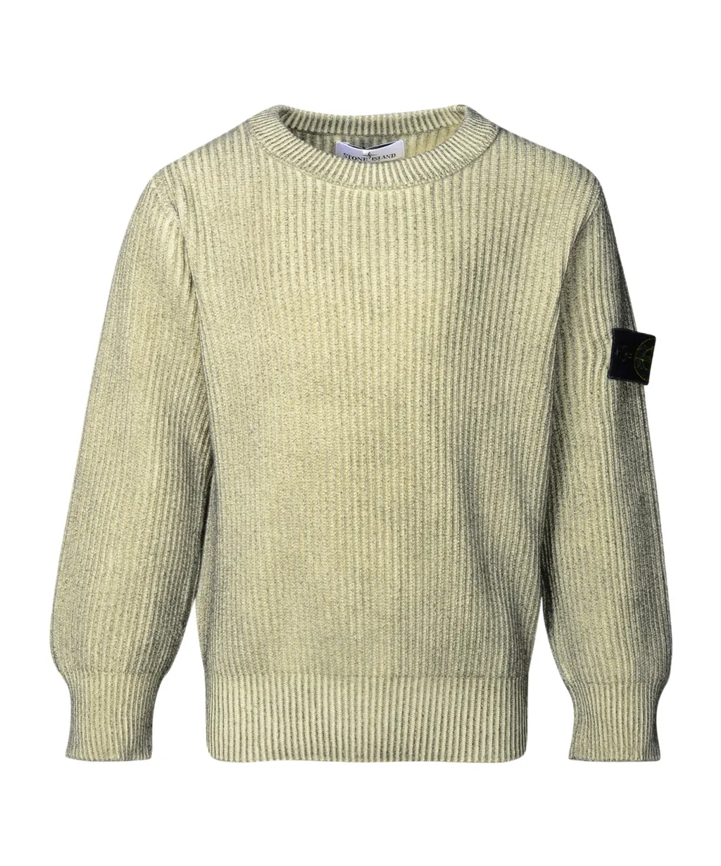 Junior Compass-Badge Ribbed Crewneck Jumper