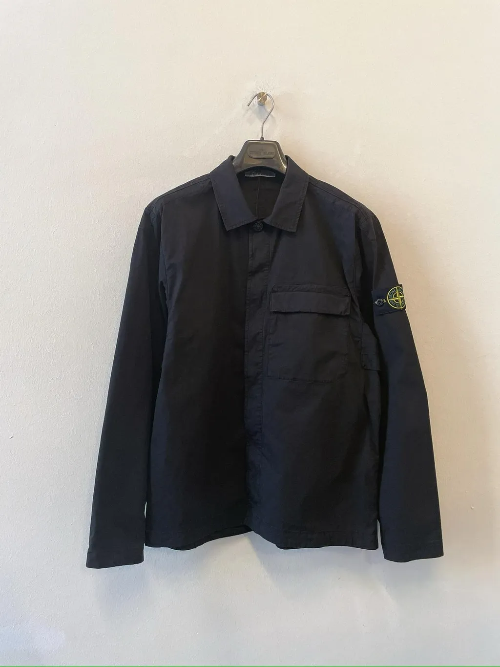 Logo Patch Collared Shirt Jacket