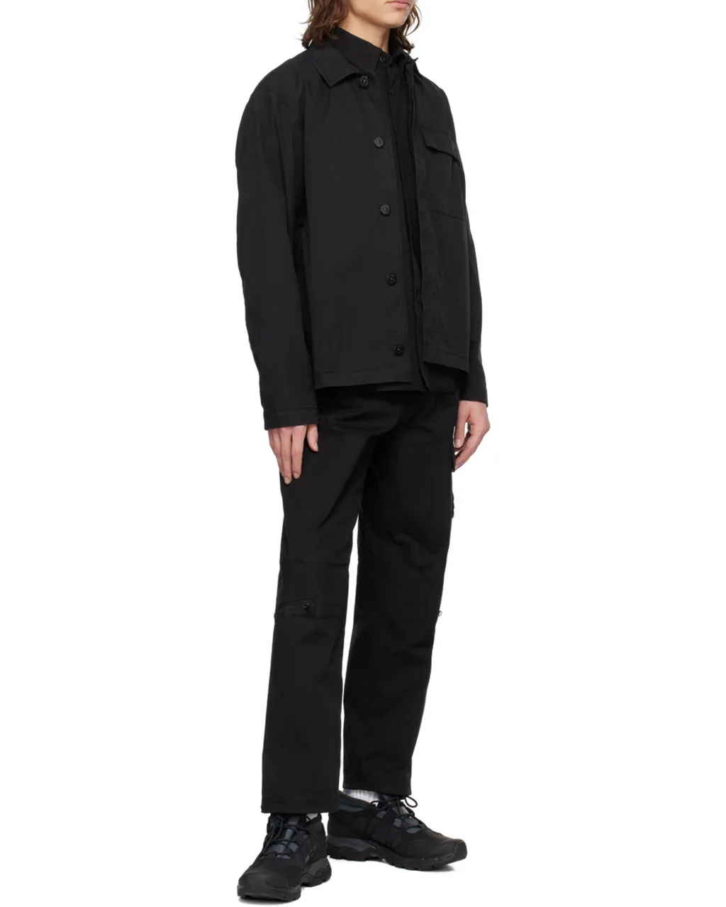 Logo Patch Collared Shirt Jacket