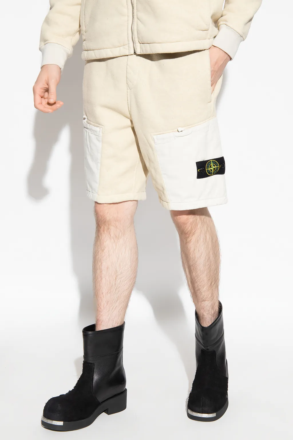 Compass-Badge Terry-Fleece Bermuda Shorts