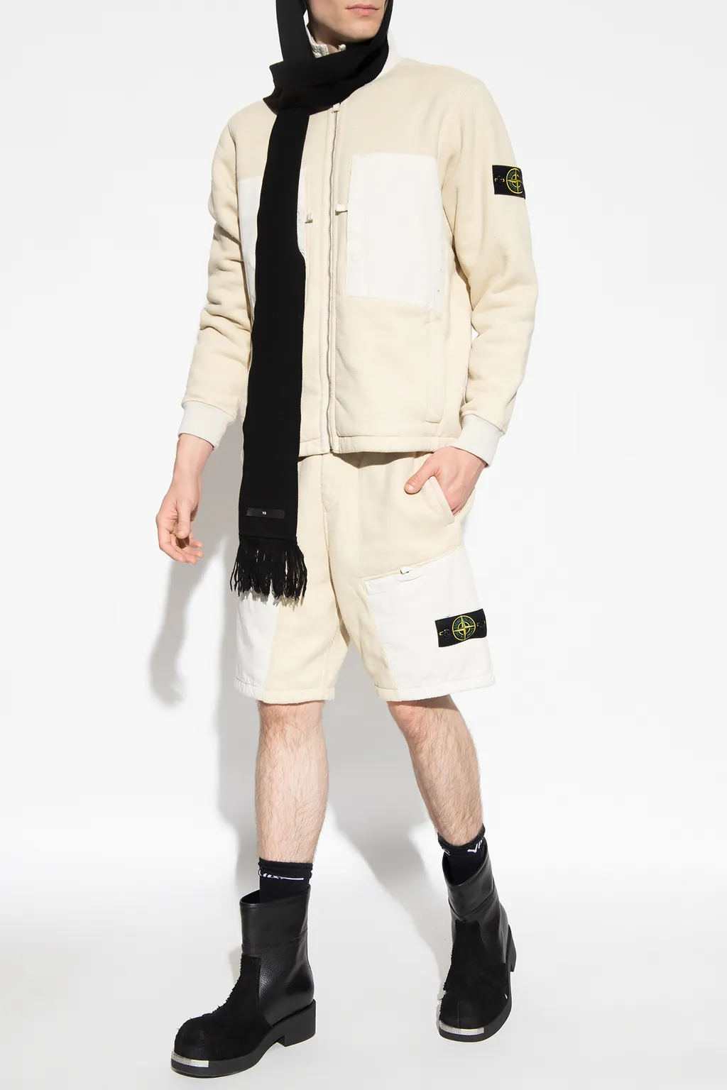 Compass-Badge Terry-Fleece Bermuda Shorts