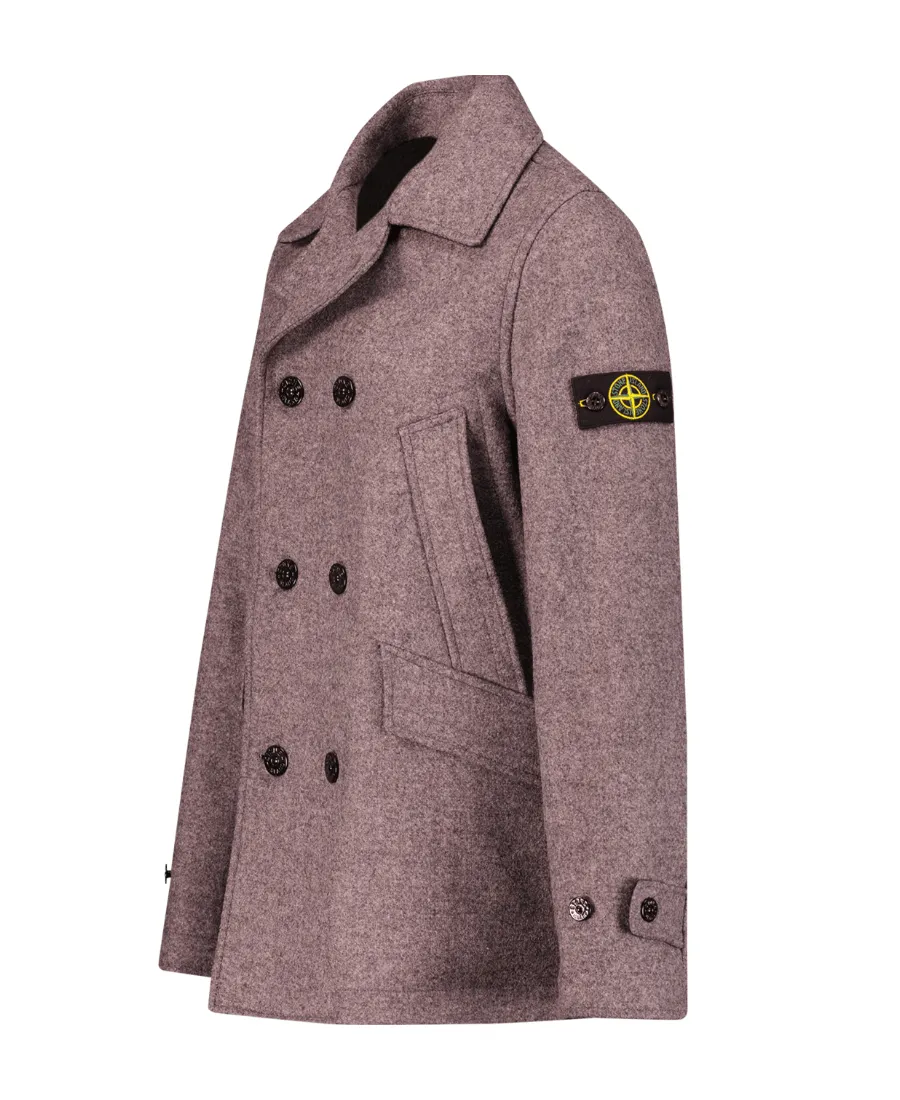 Logo-Patch Virgin Wool Blend Double-Breasted Coat
