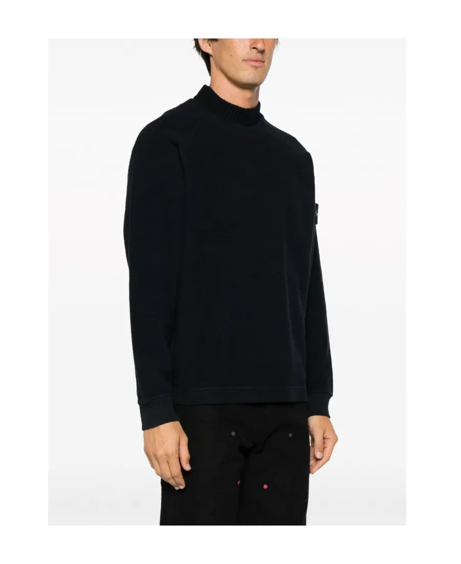 Compass-Motif Mock Neck Layered Sweatshirt