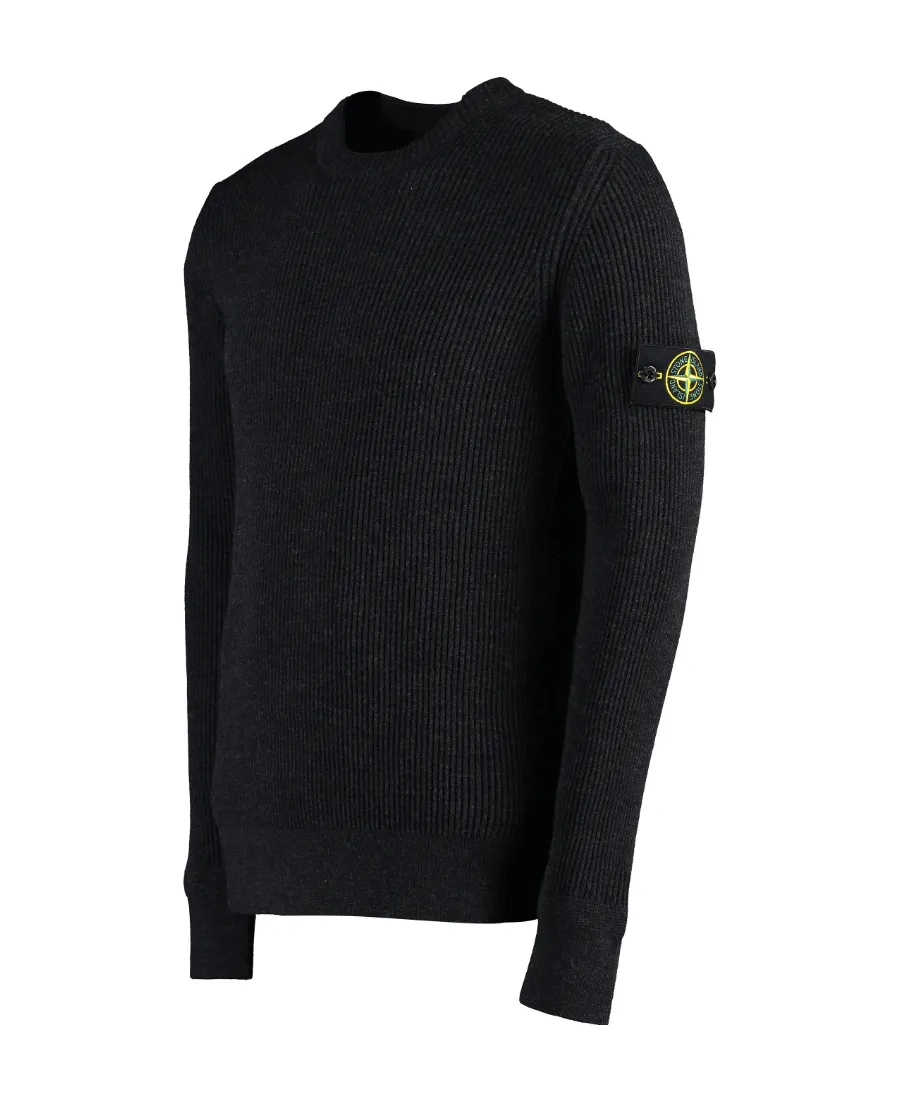 Compass-Patch Virgin-Wool Jumper