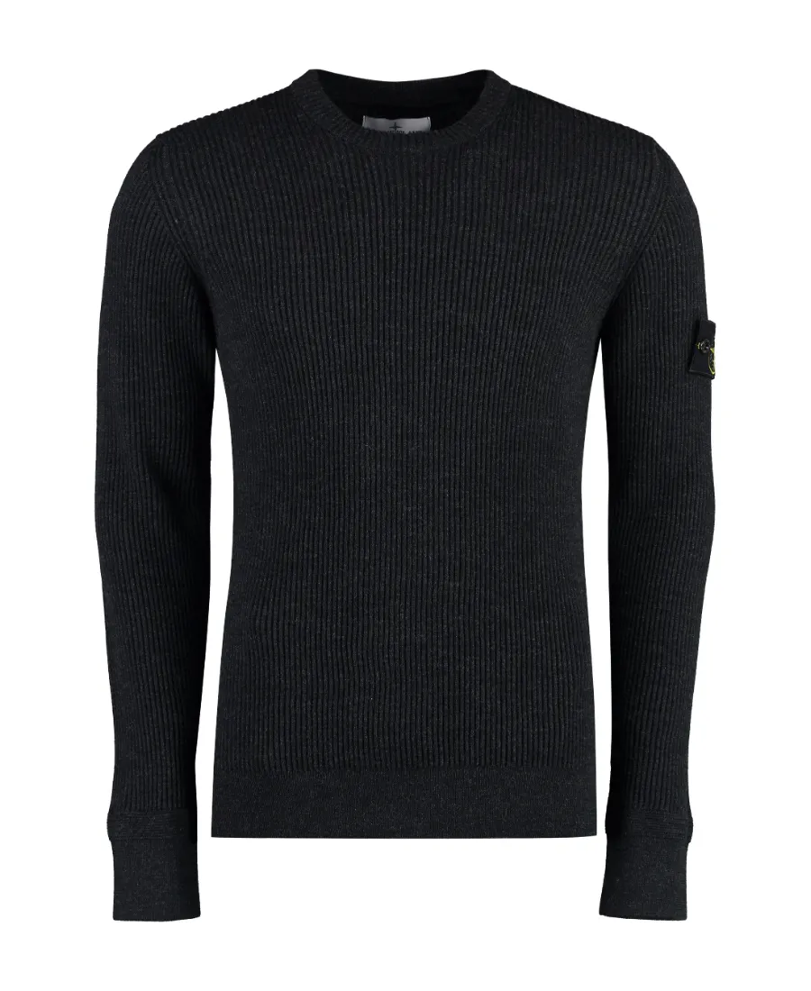Compass-Patch Virgin-Wool Jumper