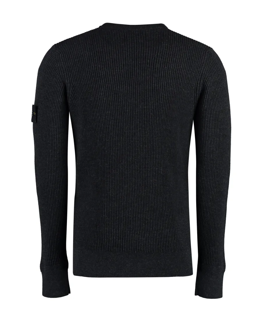 Compass-Patch Virgin-Wool Jumper