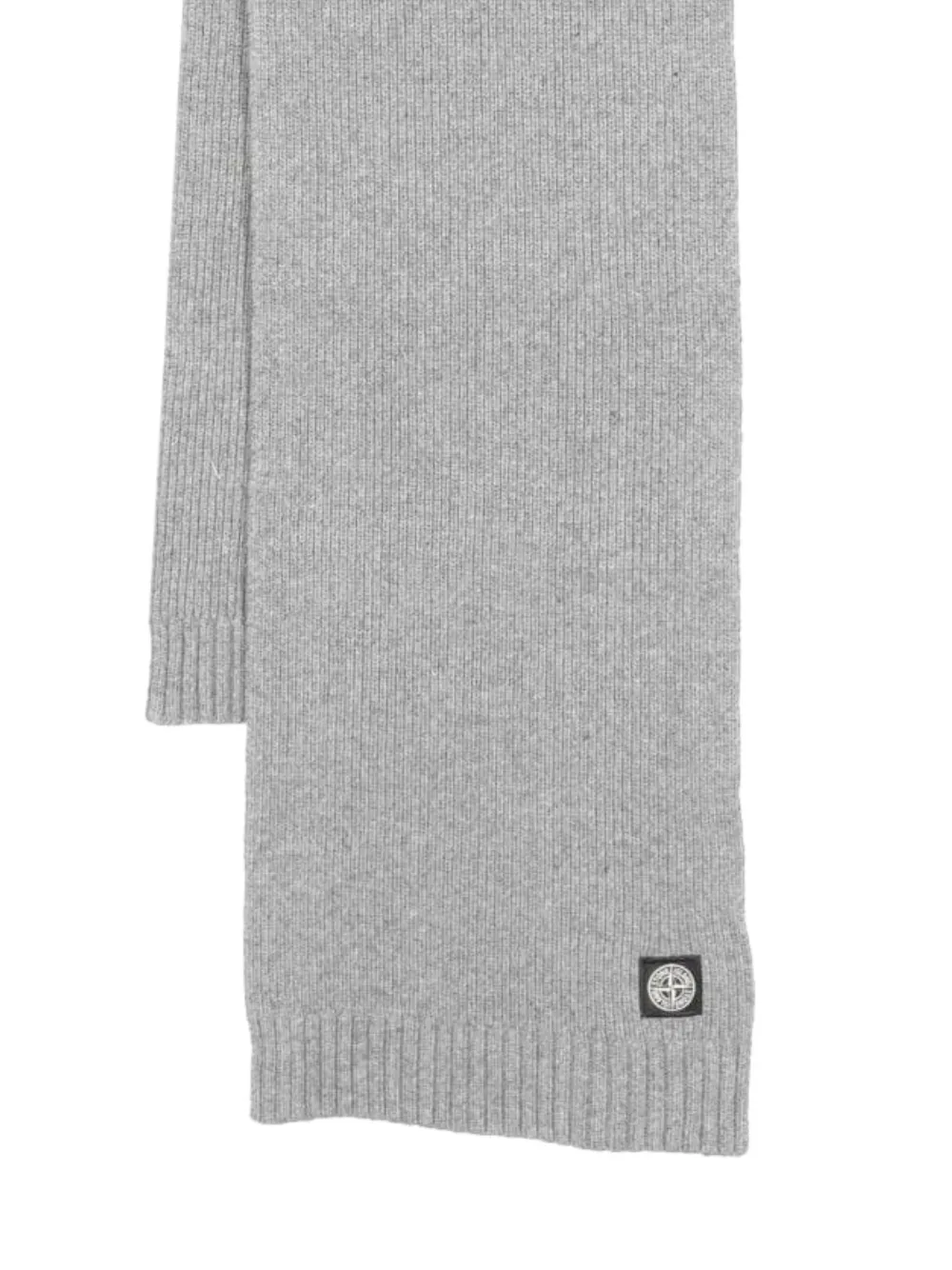 Compass-Patch Ribbed-Knit Scarf