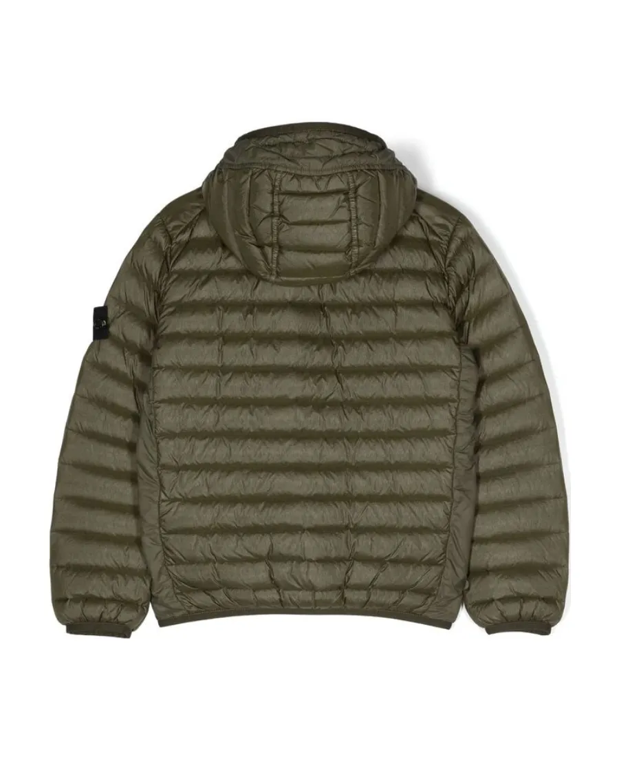 Compass-Patch Hooded Padded Jacket