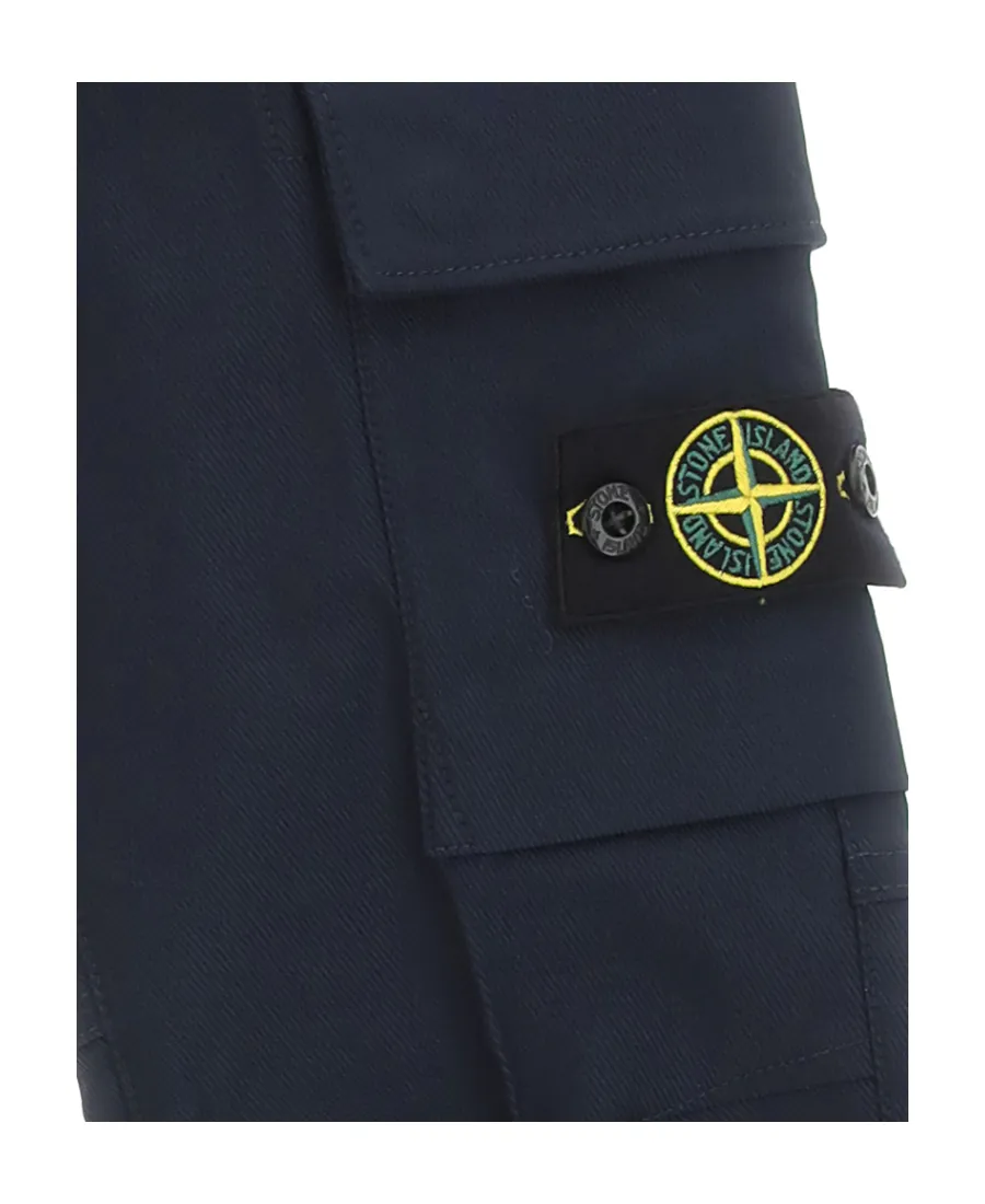 Compass-Badge Elastic-Waist Cargo Trousers