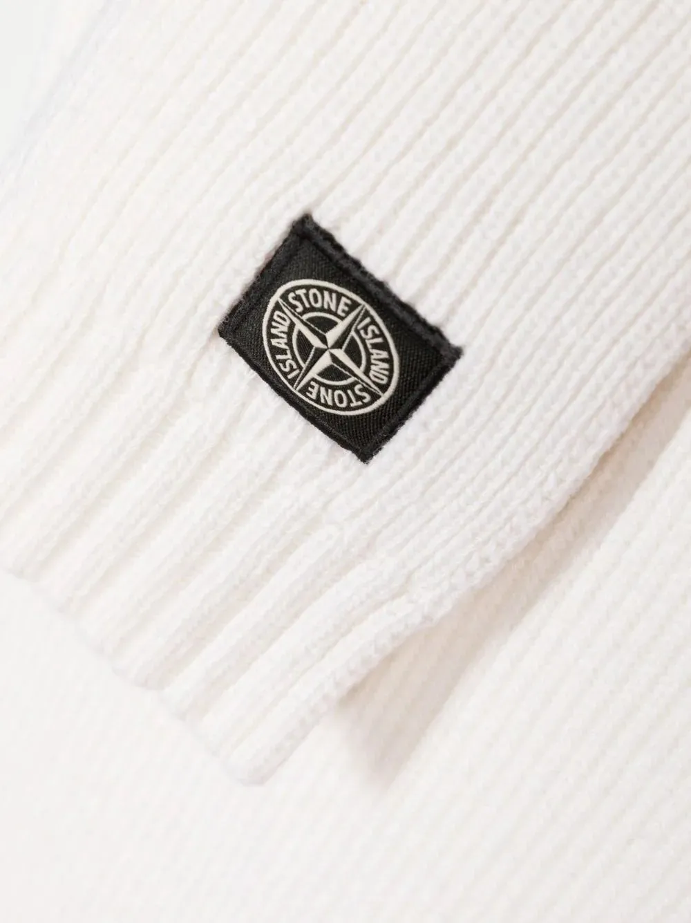 Compass-Patch Ribbed-Knit Scarf