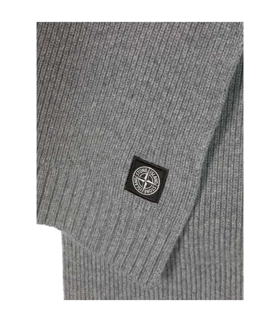 Junior Compass-Motif Ribbed Knitted Scarf