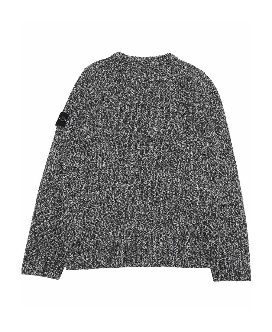 Junior Compass-Badge Marl-Knitted Crewneck Jumper