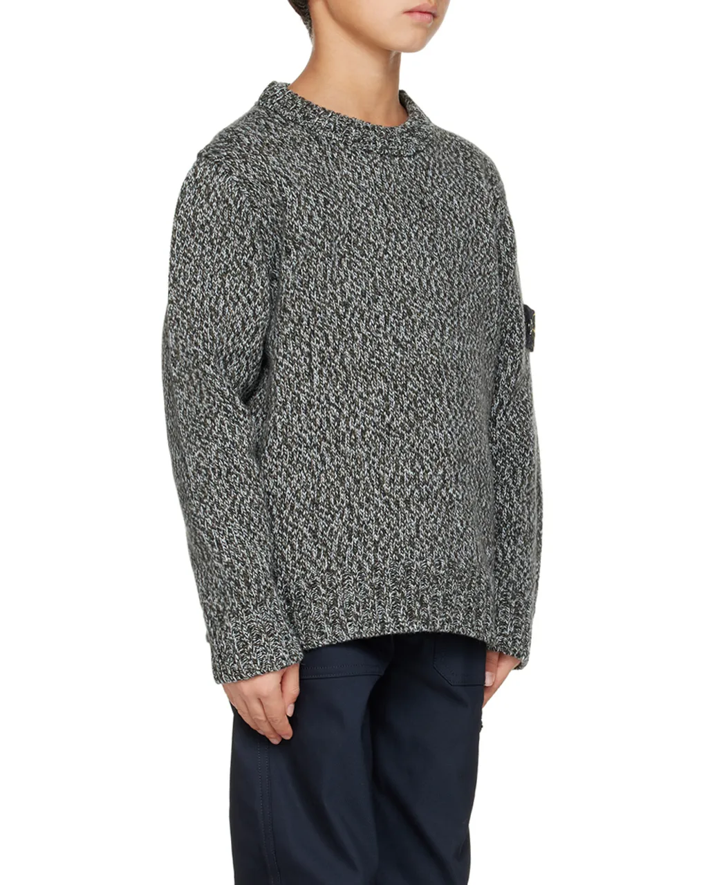 Junior Compass-Badge Marl-Knitted Crewneck Jumper