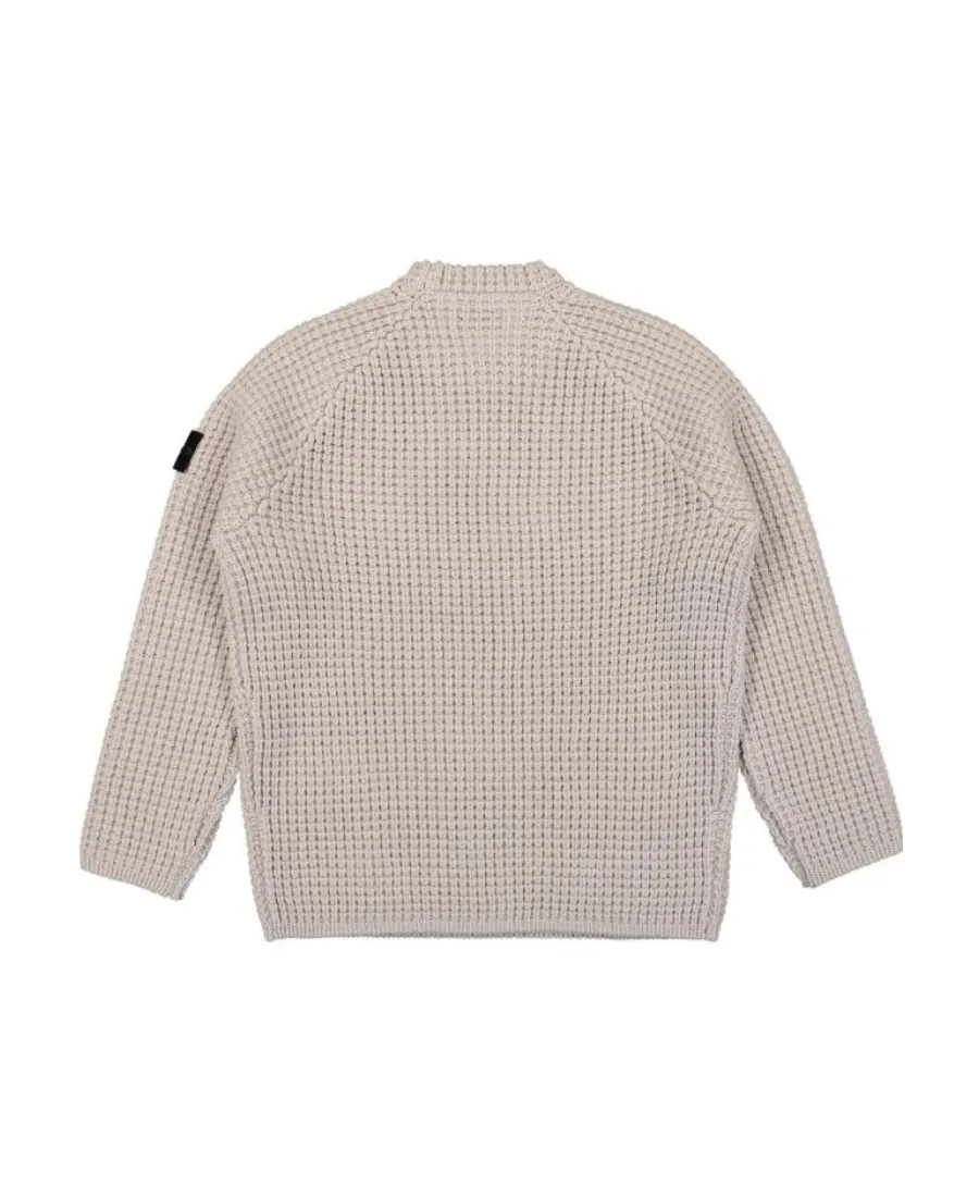 Compass-Patch Waffle-Knit Jumper