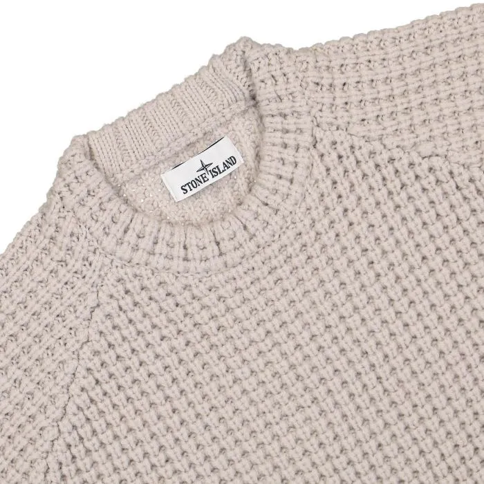 Compass-Patch Waffle-Knit Jumper