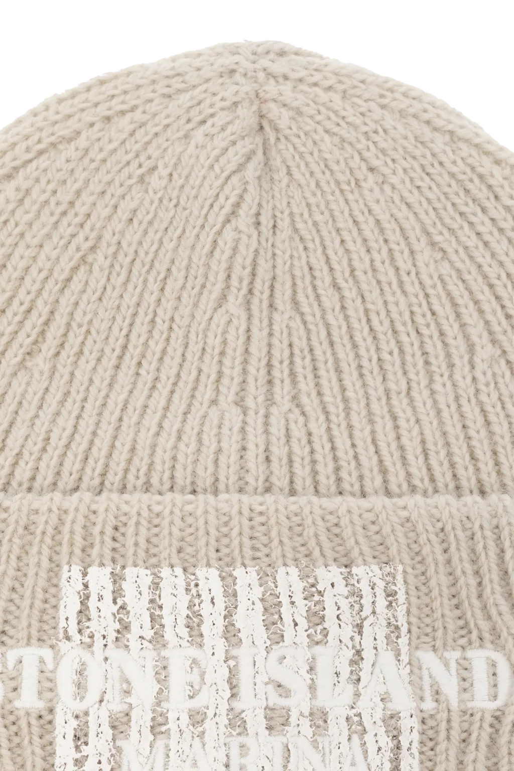 Logo-Embroidery Ribbed Beanie