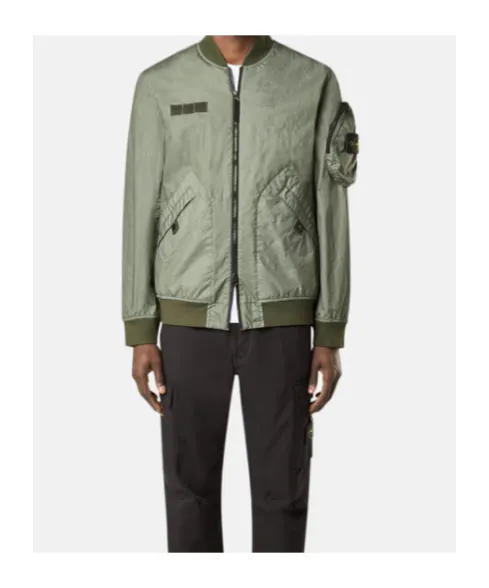 Logo Patch Zip-Up Bomber Jacket